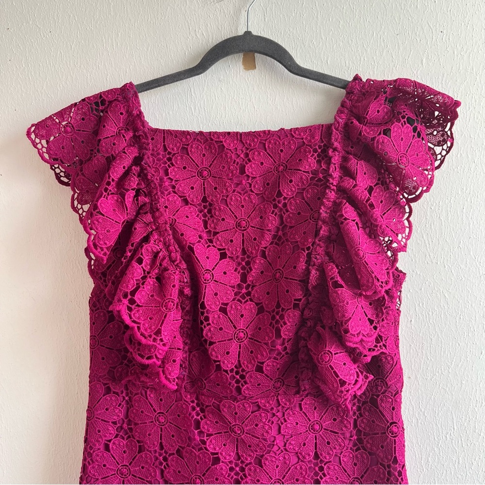 Kate Spade Dress Beetjuice Magenta Pink Spade Lace Mini Dress Sz 12 NWT - Picture 6 of 15
